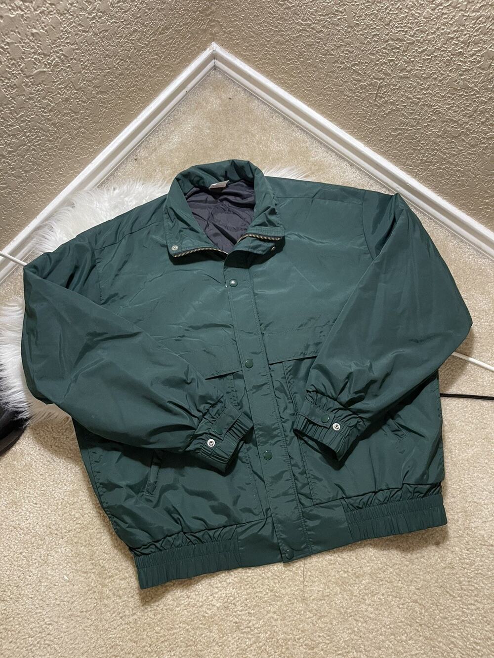 Vintage Unitog Jacket Mens Large Green Workwear Zip Bomber Union Made USA Blank